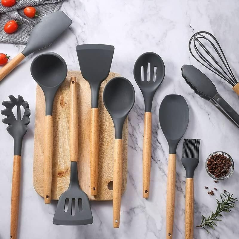 🍽️💛 Silicone Cooking Utensils Set – 11 Pcs of Style, Strength & Convenience! 💛🍽️