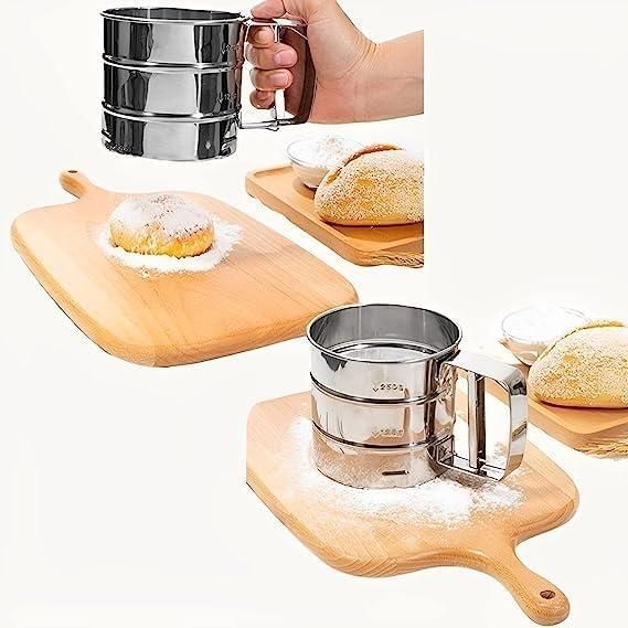 🥖✨ Steel Flour Sifter – Manual Hand Press Design, Large Capacity ✨☕