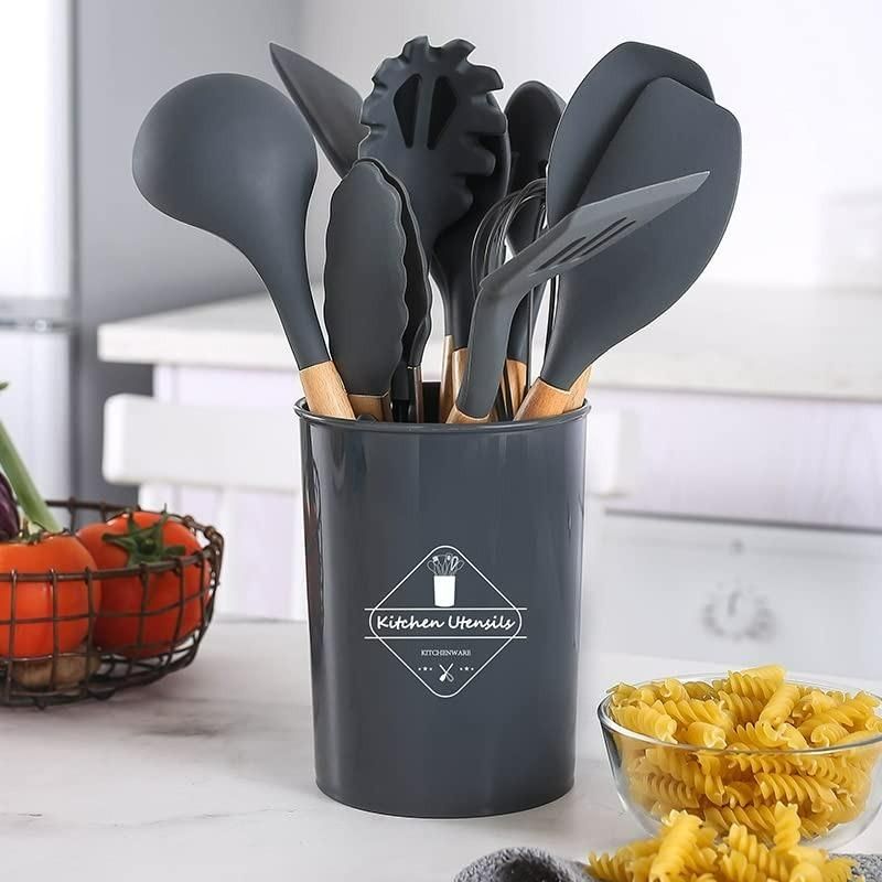 🍽️💛 Silicone Cooking Utensils Set – 11 Pcs of Style, Strength & Convenience! 💛🍽️